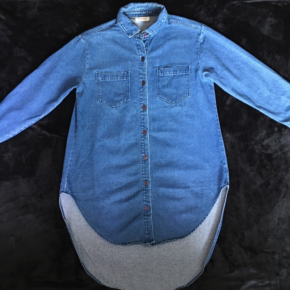 Vibrant m.i.u. Denim Dress | Extended Long Sleeve - Picture 2 of 14